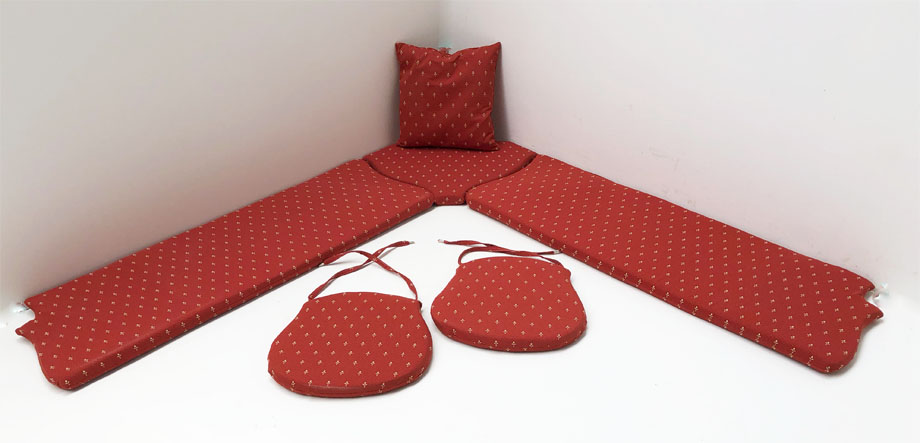 Kissensatz genäht Eckbankgruppe Landau, Kundl rot , 38 Lagerstoffe preisgleich