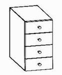 Schubladen  Unterschrank, 4 Schubladen, 30/58/72 c