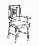 Stuhl Kreuzberg mit Armlehnen, Füße gedrechselt,