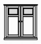 Highboard 2-teilig , 2 Türen mit Holz-Glasfüllung 