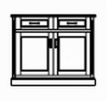 Sideboard 2-teilig , 2 Türen mit Holzfüllung , 2 L