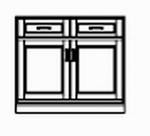 Unterteil- , Element 2-teilig , 2 Türen mit Holzfü