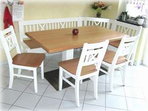 Eckbankgruppe Nürnberg deckend weiss, Landhausmöbel weiß