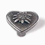 Beschlagsknopf Herz mit Edelweiß im Landhausstil