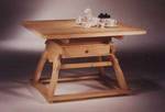 Jogl-Tisch 120/120 cm Fichteplatte mit Schublade