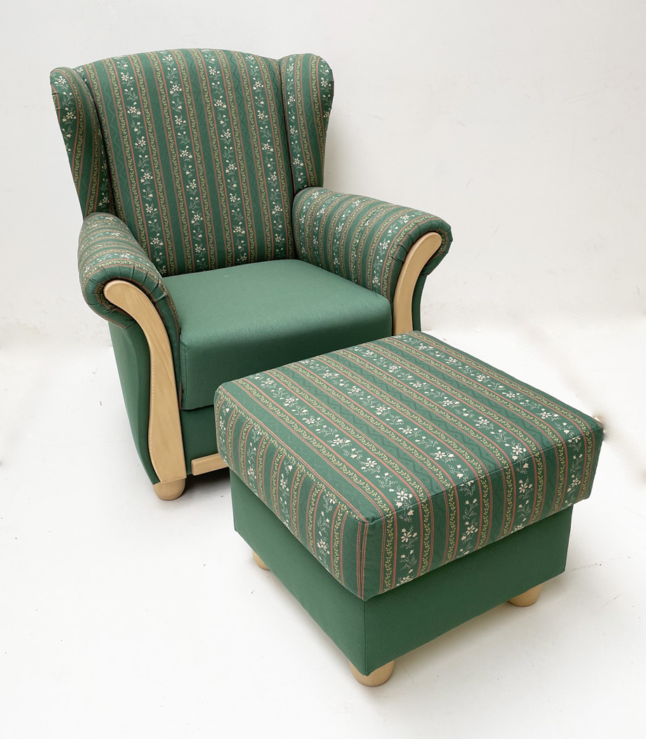 Ohrenbackensessel und Hocker LENA TS-1669, TS-1675