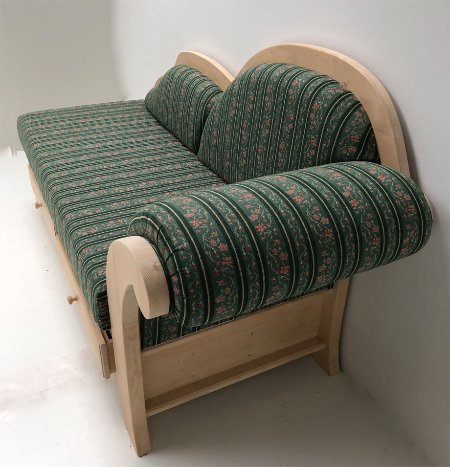 Recamiere Chaiselongue Ehrwald, Stoff Waidhaus grün - Landhausmöbel