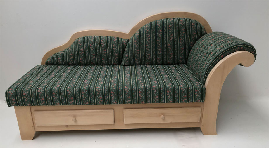 Recamiere Chaiselongue Ehrwald, Stoff Waidhaus grün - Landhausmöbel