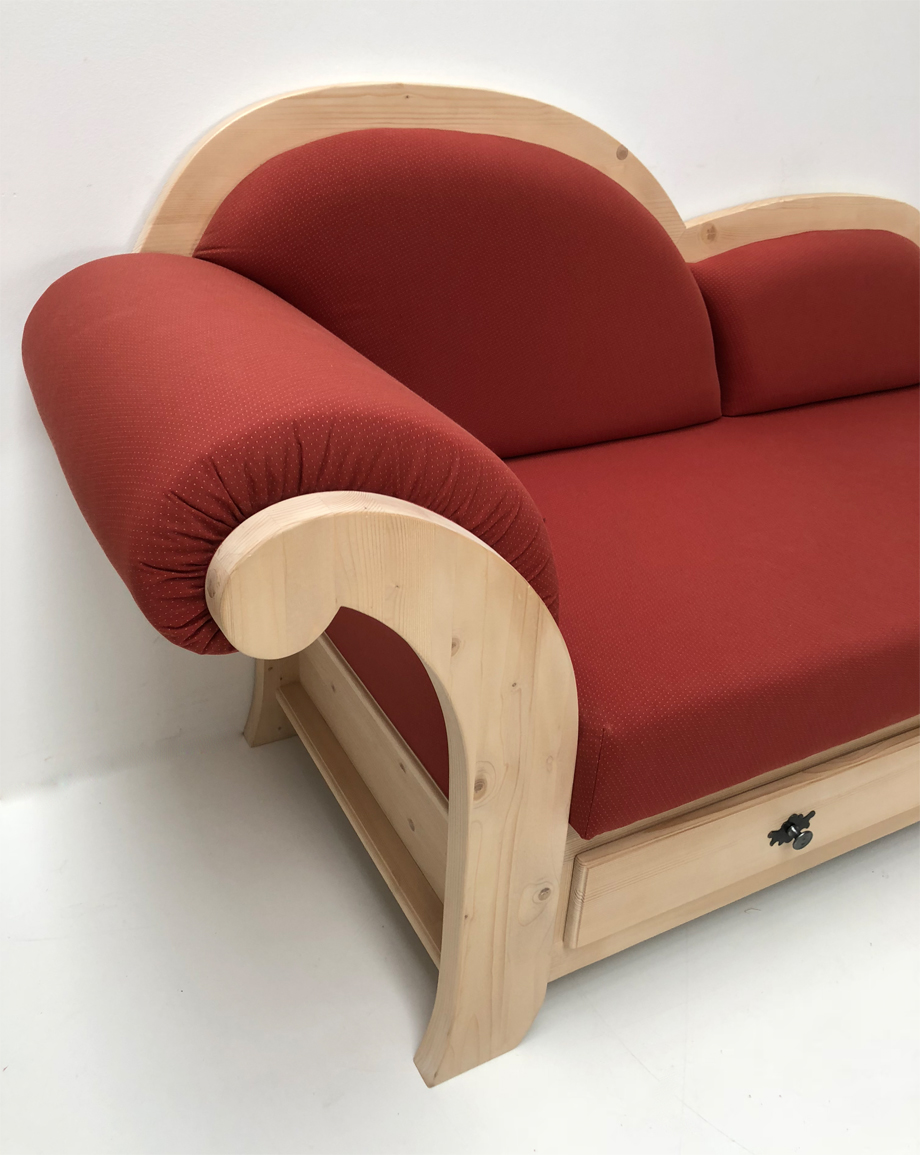 Recamiere Chaiselongue Ehrwald, Stoff Wels rot - Landhausmöbel Dietersheim