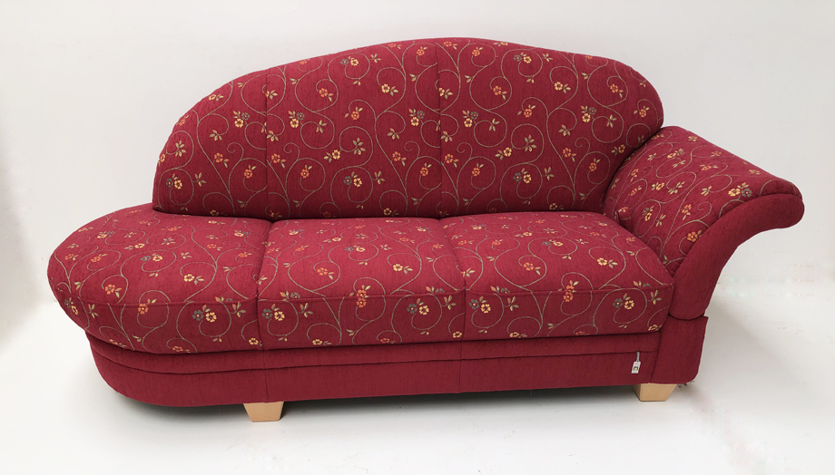 Recamiere Wallis Modell 344-69, Kopfteil rechts, abklappbar, Pöchlarn Ranke Bordeaux 56, Uni 56