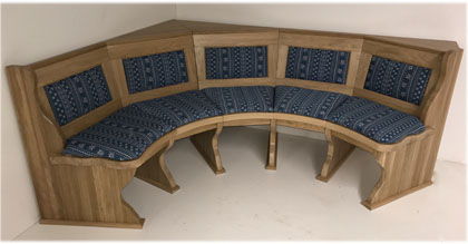 Rundbank Lindau Kassettenpolster Typ B, Eiche für Rundtisch Durchmesser 1100mm, Sch. 1550 x 2050 mm