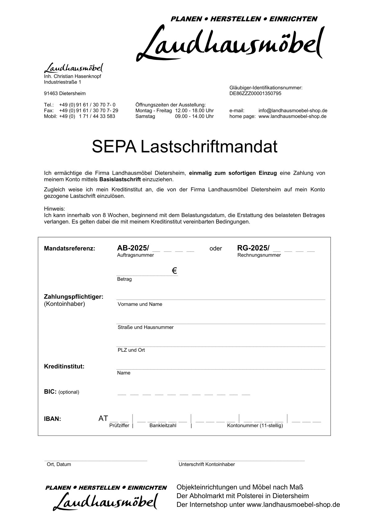 SEPA Lastschriftmandat Österreich