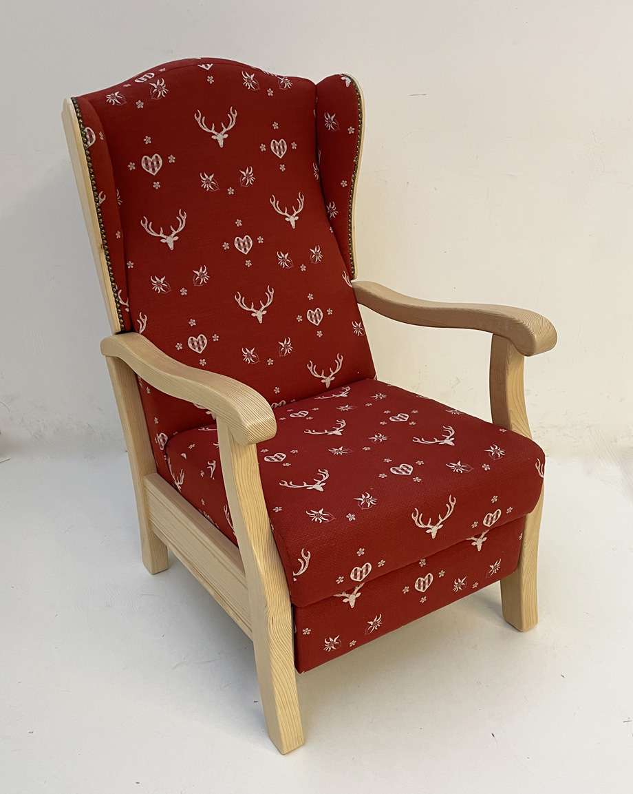 Fernsehsessel  TV-Sessel Inzell Ohrenbackensessel,  74855-1 Hirsch rot