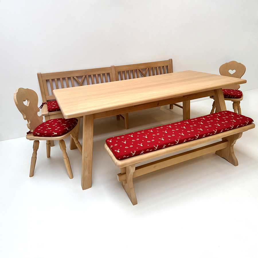 Sitzgruppe Nürnberg, Einzelbank 220 m. Truhe, Tisch 200/100 cm, Vorbank, Stuhl Vienna, TS-3001