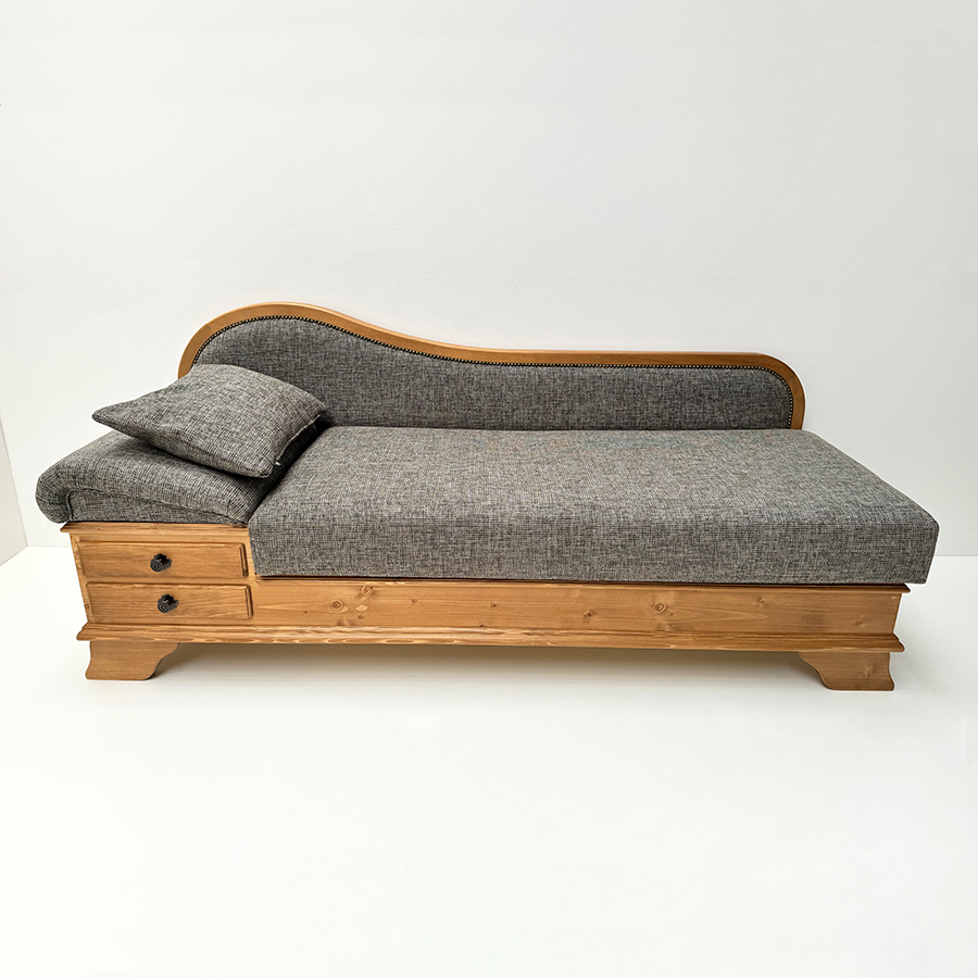 Sofa Liege Garmisch, Kopfteil links, Antik dunkel (Kleur 2), Stoff Höpke Natura 354