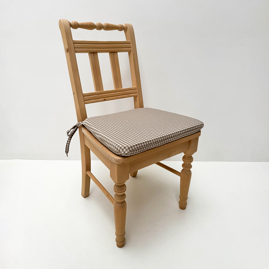 Sprossenstuhl Rangau Fichte, gewachst, Kissen genäht mit Bänder, Attersee 104