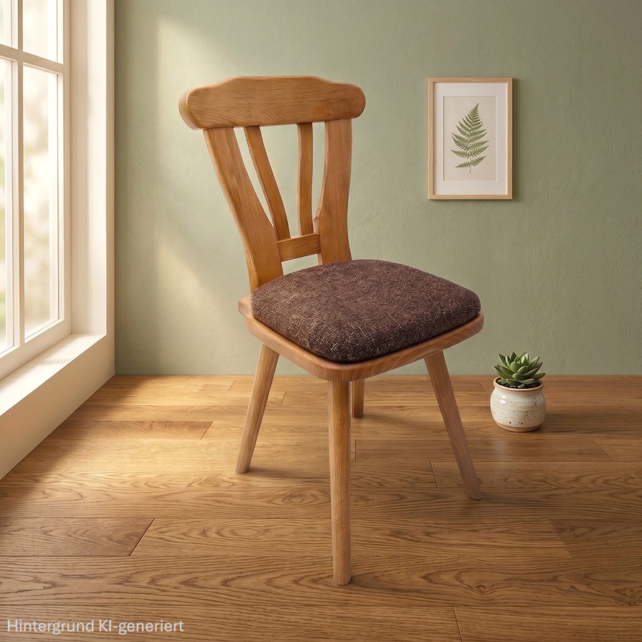 Bauernstuhl WL-Sprossenstuhl 2011, Antik hell, (Kleur 1), Polsterplatte Natura 804 hellbraun