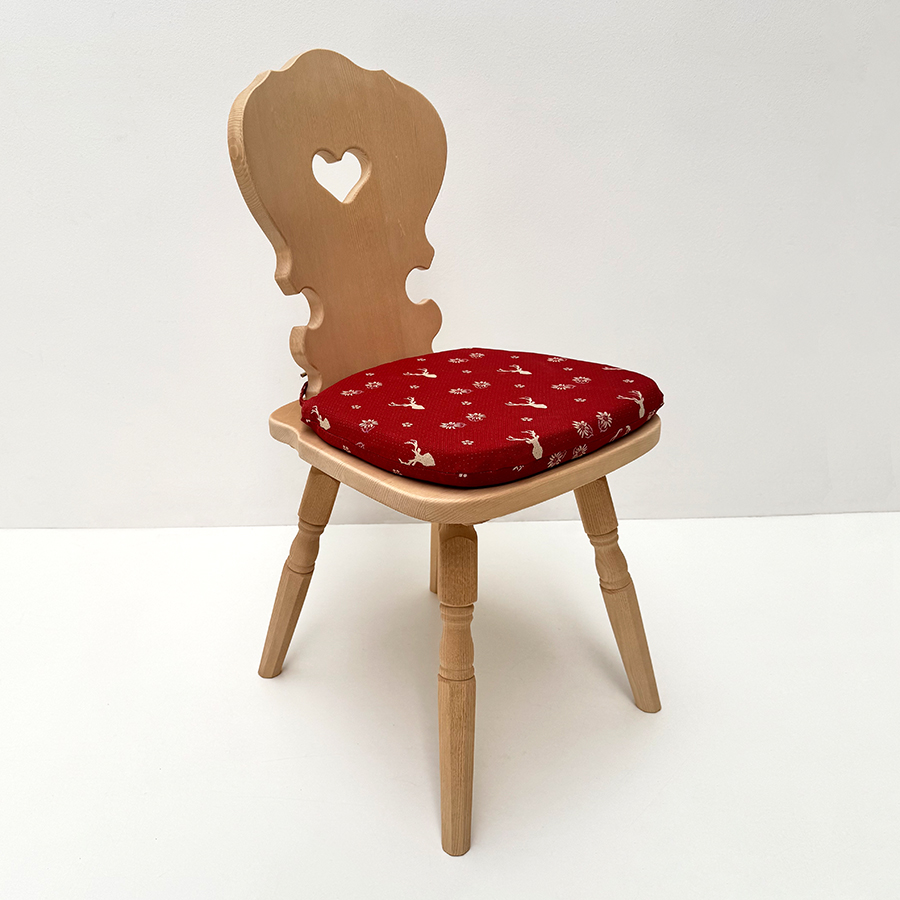 Bauernstuhl  Vienna, Wien, gedrechselter Fuß, Fichte, Rosner gewachst, Polster genäht, TS-3001, rot