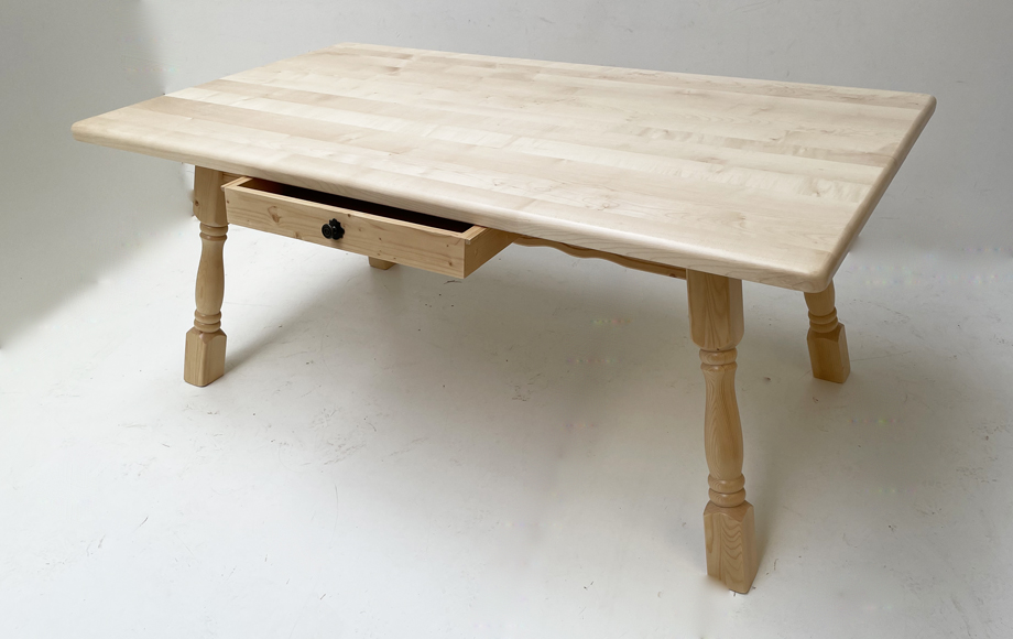 Vierfußtisch 4510 Amberg, 180/100 cm, mit Schubladen, Ahornplatte