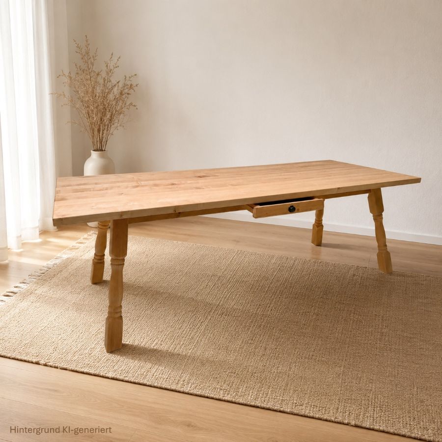 Vierfußtisch 4510 Amberg, 100/240 cm, Profil R5, mit Schubladen, Ahornplatte geölt