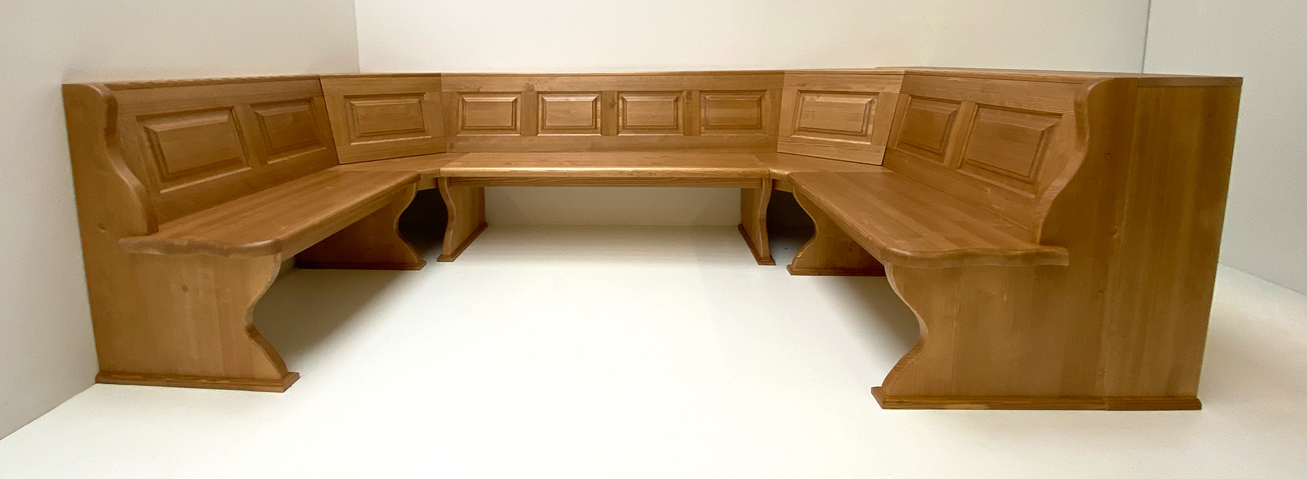 Eckbank Lindau U-Bank 165/280/165 cm, 2 Ecken Aufklappbar, Abschlussregal, Antik dunkel (kleur 2)