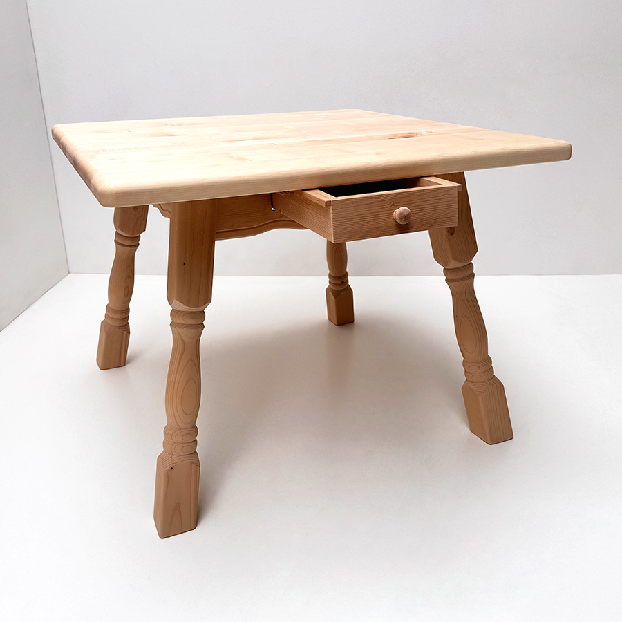 Vierfußtisch 4510 Amberg mit Schubladen,100/100, Ahornplatte 4 cm, natur geölt