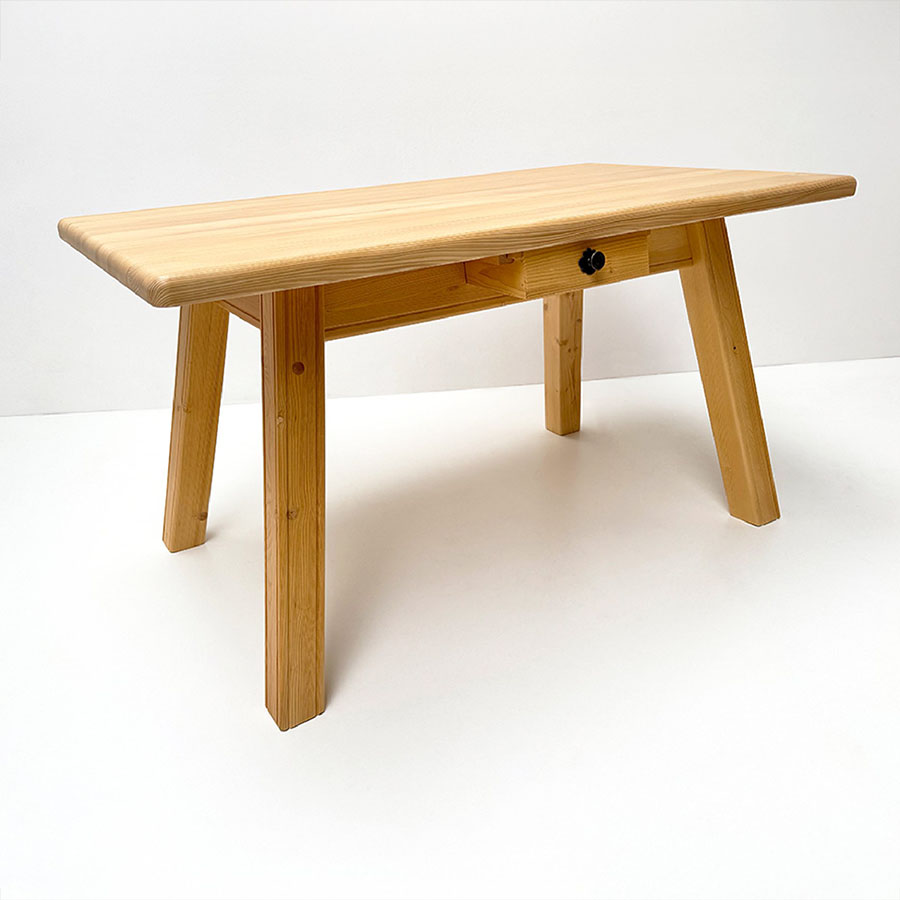 Vierfußtisch 4510 Amberg-Rosenheim, m. Schub., gerader Fuß, Fichteplatte 140/90 cm, St.Anton