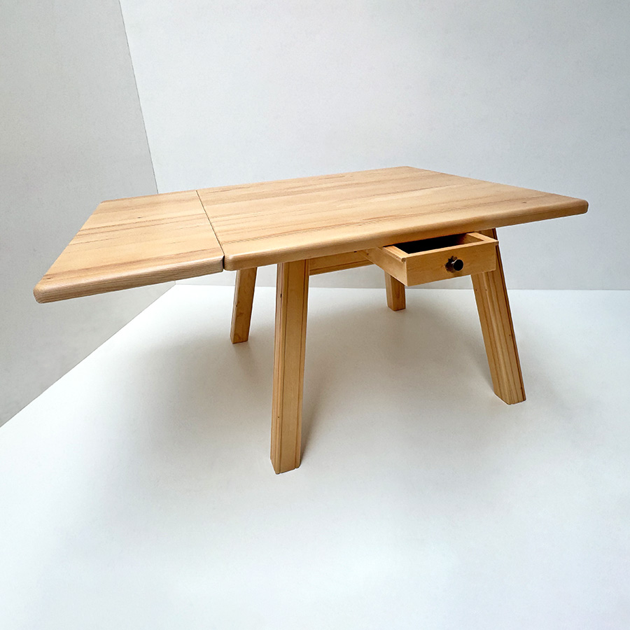 Vierfußtisch 4510G Rosenheim, gerader Fuß, 110/110 cm, 1 Ansteckplatte 40 cm, Maserung gleichlaufend