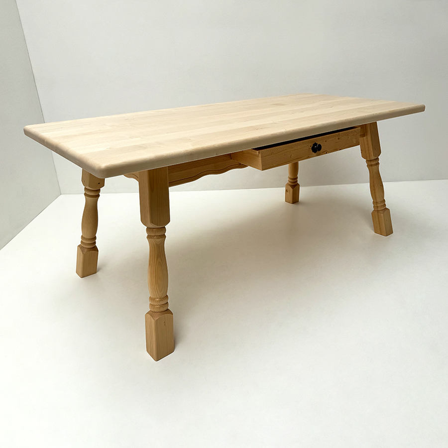 Vierfußtisch 4510 Amberg, 180/90 cm, mit Schubladen, Ahornplatte