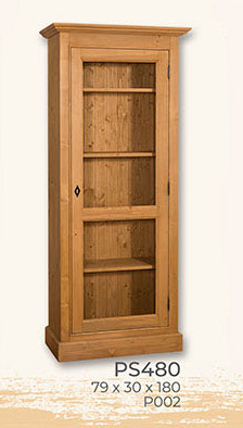 Vitrine, 1 Tür, Kiefer massiv
