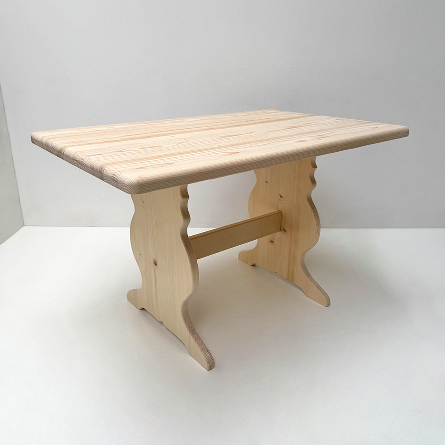 Wangentisch Füssen Country 120/80 cm, massive Fichtenplatte 4 cm, Fichte roh